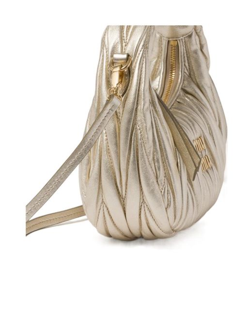 Miu Miu White Wander Matelassé Nappa Leather Hobo Mini-Bag