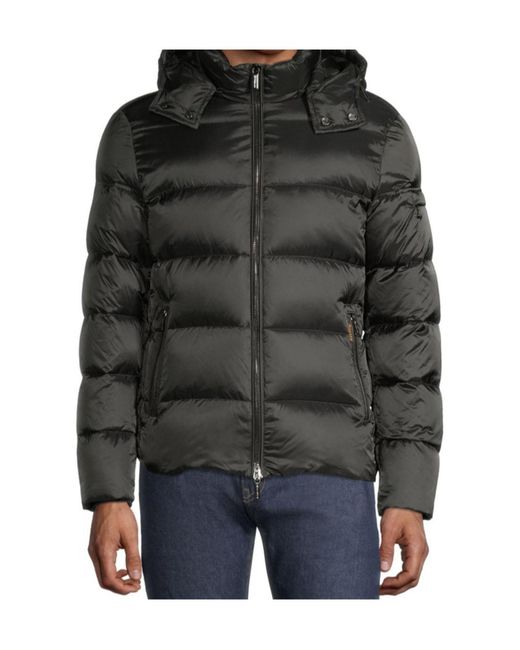 Moorer Black Hooded Quilted Down Jacket for men