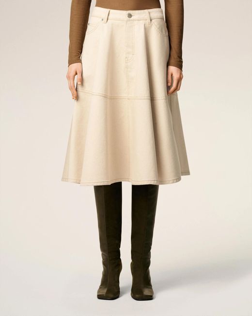 AMI Natural Cotton Midi Skirt