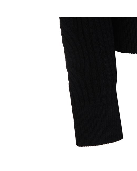 Max Mara Black Afelio High Neck Button-Up Cardigan