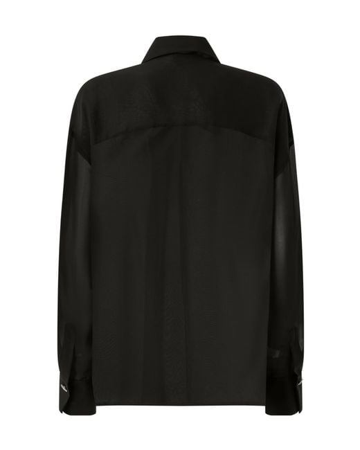 Pinko Black Sheer Long-Sleeve Shirt