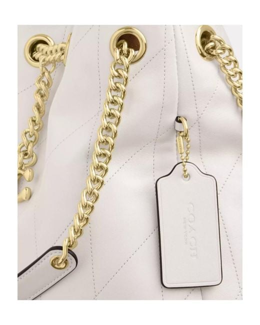 COACH White Evelyn Shoulder Bag With Quilting And Charm