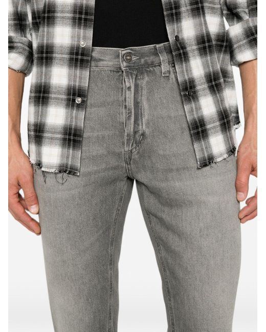 Dondup Gray Faded Tapered Jeans for men
