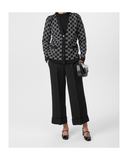 Gucci Black Gg Reversible Jacquard Cardigan
