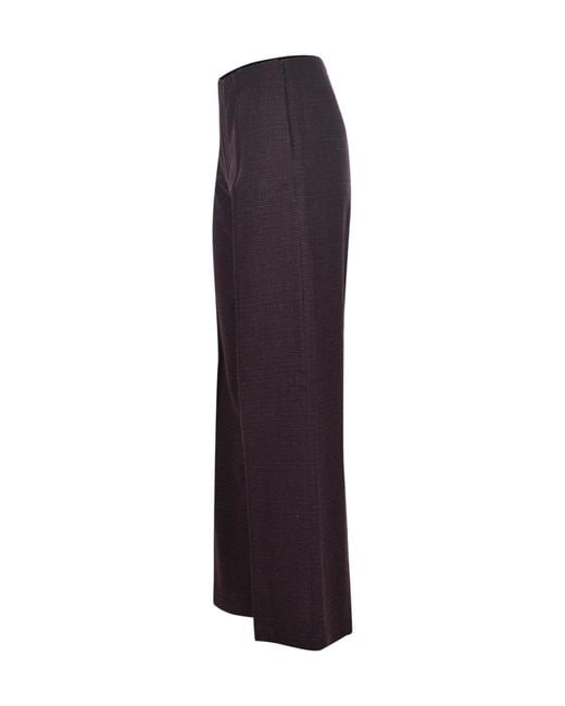 Alysi Blue Checkered Pattern Wide Leg Trousers