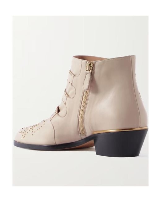Chloé Brown Susanna Studded Triple-Strap Boots