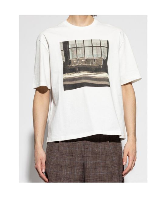 Jil Sander White Wanderlust Project Image Printed Crew-Neck T-Shirt for men