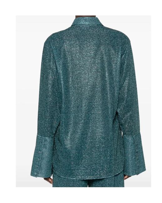 Oseree Green Oséree Lumiere Giltter Button-Up Shirt