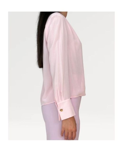 Max Mara Pink V-Neck Wrap Blouse