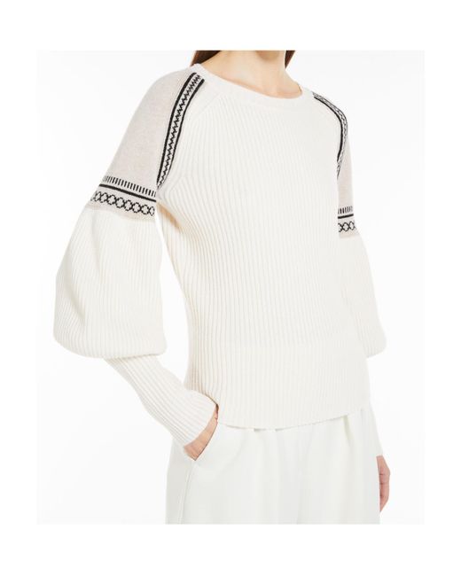 Max Mara White Wool Cashmere Knitted Sweater