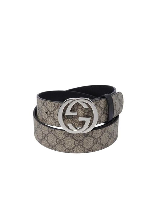 Gucci Black Reversible Belt With Interlocking G Buckle for men