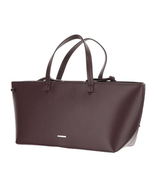 Jil Sander Purple Classic Logo Detailed Tote Bag