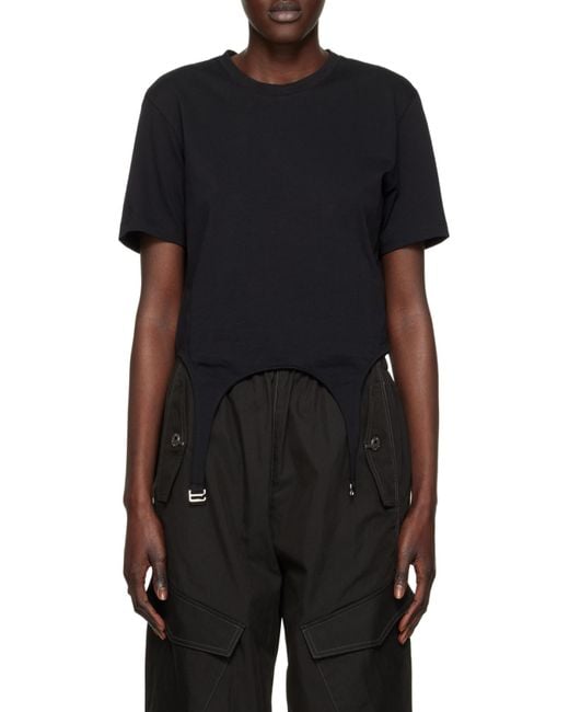 Dion Lee Black Short-Sleeved Garter T-Shirt for men