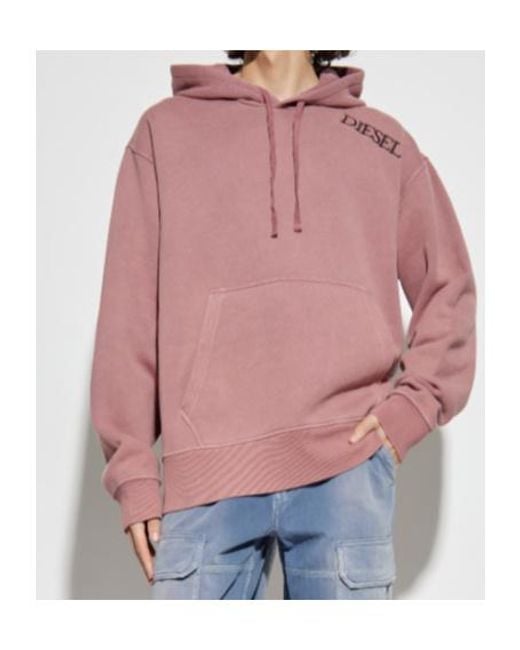 DIESEL Pink S-Macs-Hood-T2 Drawstring Hoodie for men