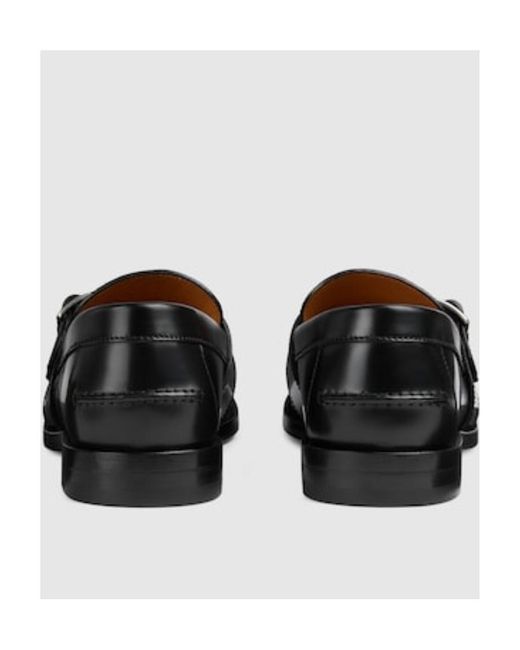 Gucci Black Gg Supreme Buckle Loafers for men