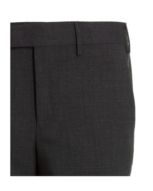 Pt Pantaloni Gray Pt Torino Master Creased Wool Pants for men
