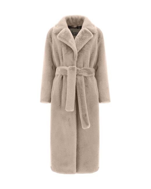 Herno Natural Belted Faux-Fur Coat