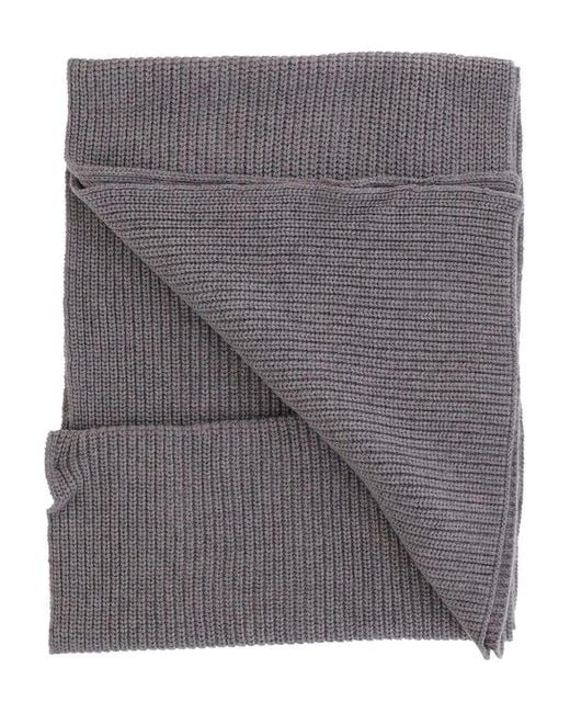 Pinko Gray Logo Patch Knitted Scarf
