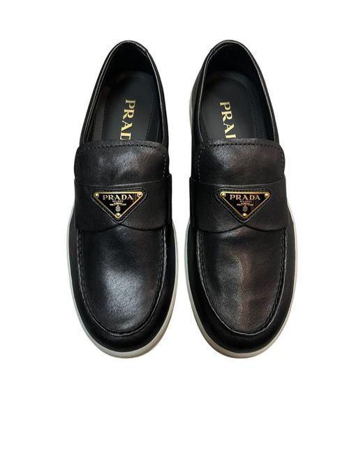 Prada Black Round Toe Loafers for men