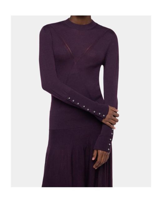 Rabanne Purple Button-Cuff Knitted Sweater