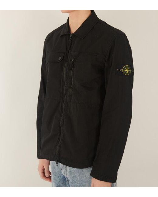 Stone Island Black Logo Patch Zip-Up Jacket for men