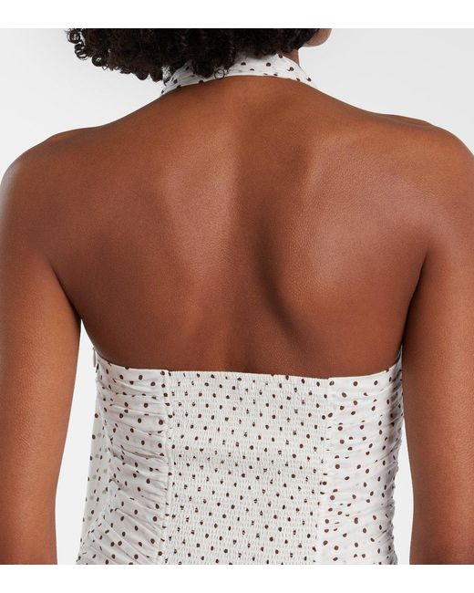 Posse White Edie Polka-Dot Halterneck Midi Dress