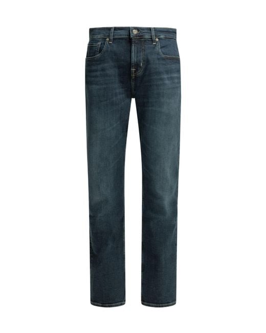 7 For All Mankind Blue Straight-Leg Trousers for men