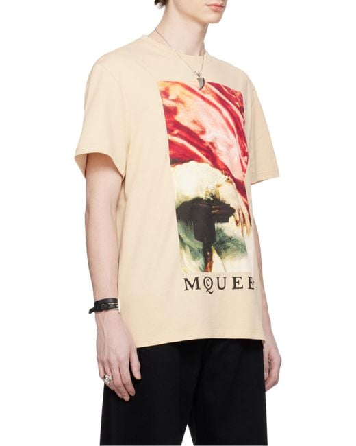 McQueen White Graphic Printed Crewneck T-Shirt for men