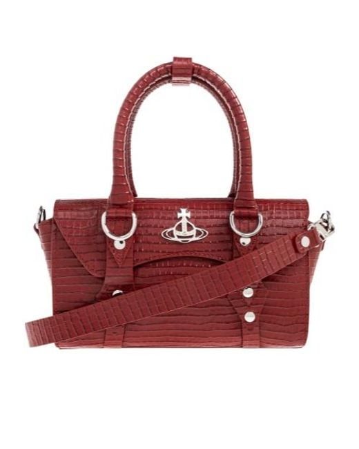 Vivienne Westwood Red Orb-Plaque Embossed Mini Tote Bag