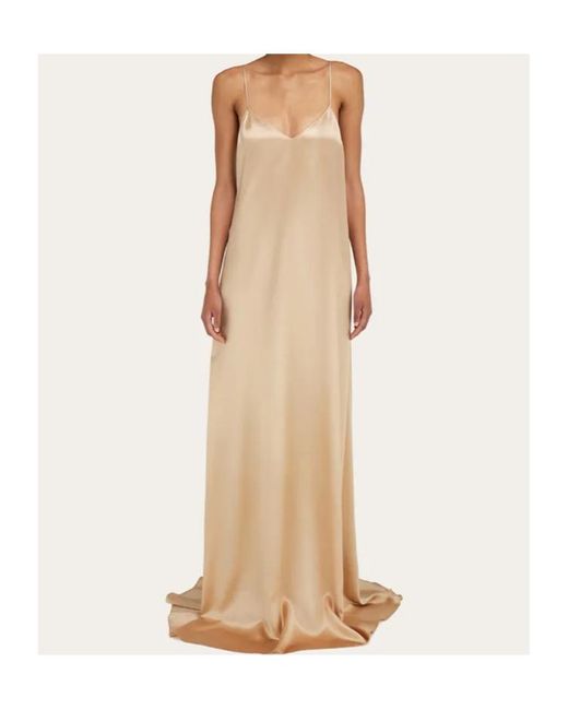 Ferragamo White V-Neck Maxi Dress