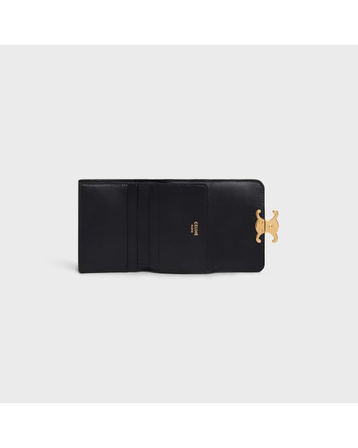Céline Black Compact Wallet Triomphe