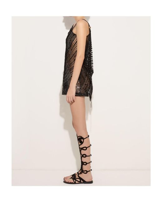 Emilio Pucci Black Asymmetrical Embroidered Foulard Dress