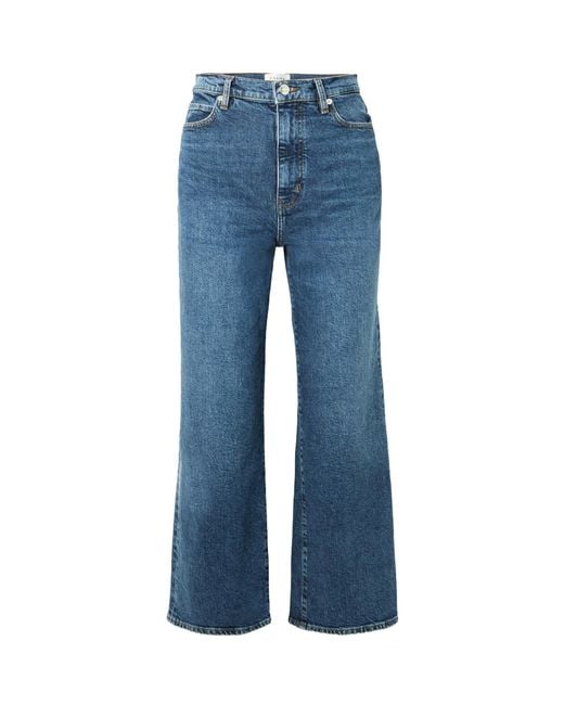 FRAME Blue The Wide High-Rise Wide-Leg Jeans