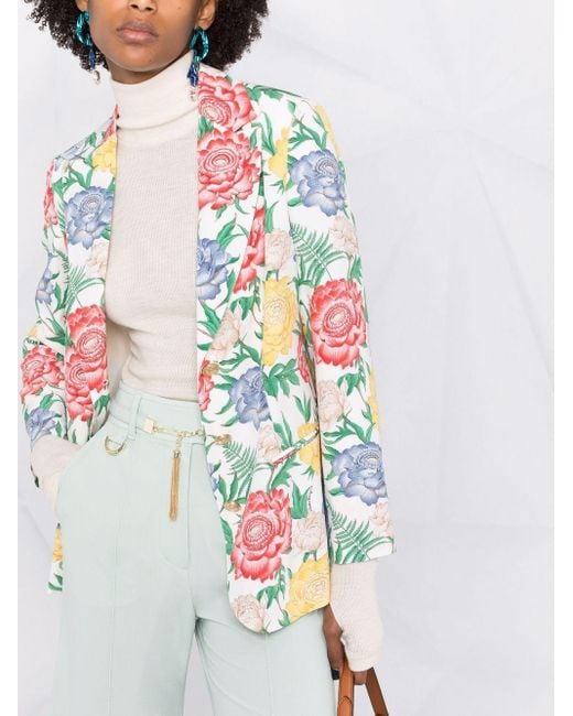 Ferragamo Multicolor Floral-Print Single-Breasted Blazer