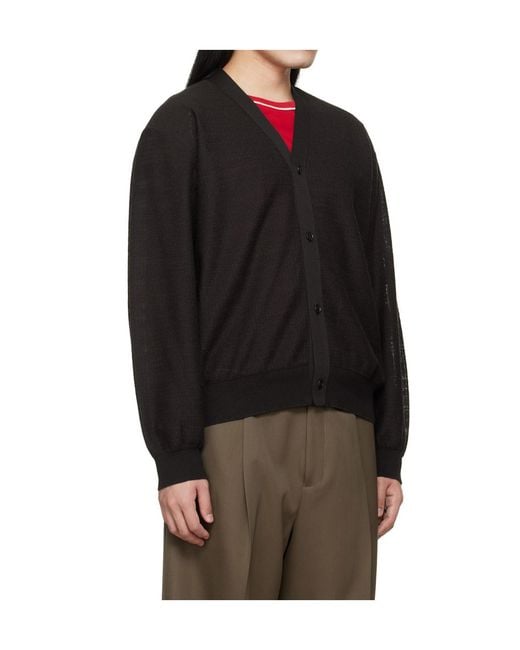 Ssstein Black Long-Sleeved Knitted Cardigan for men