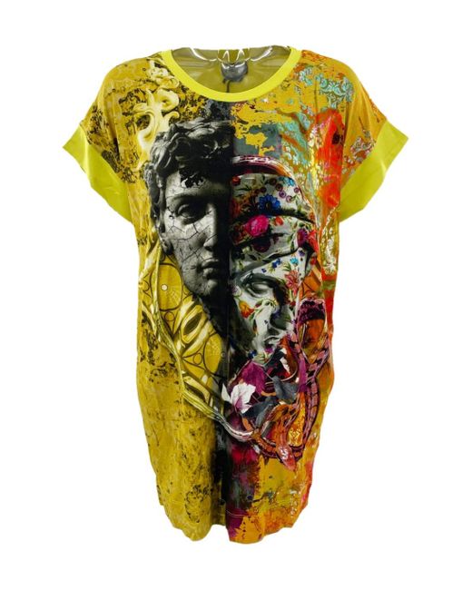 Just Cavalli Yellow Portrait Printed T-Shirt