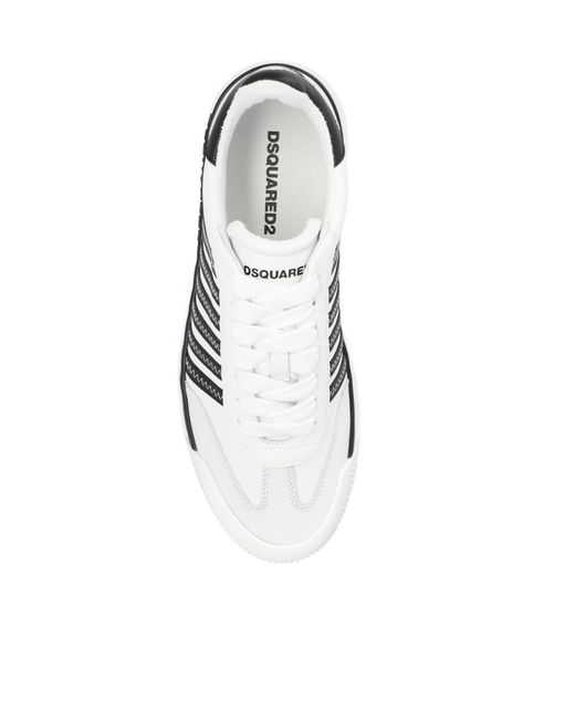DSquared² White Striped Leather Sneakers for men