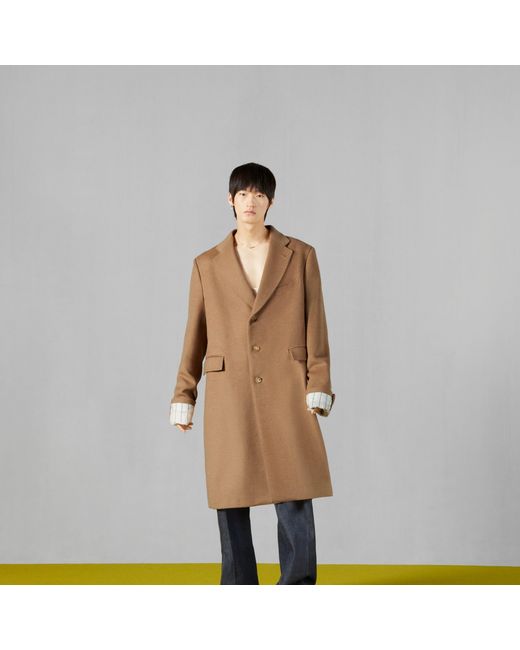 Gucci Brown Cities Label Single Breasted Coat for men