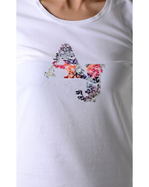 Armani Jeans White Logo Long-Sleeved T-Shirt