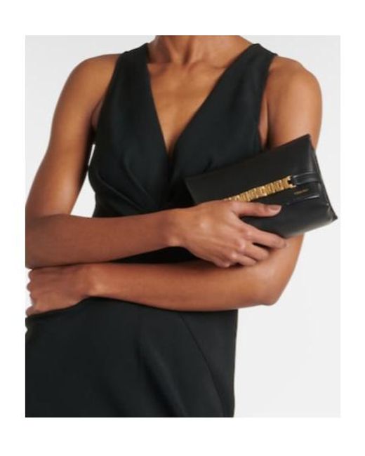 Victoria Beckham Black Mini Leather Clutch With Chain