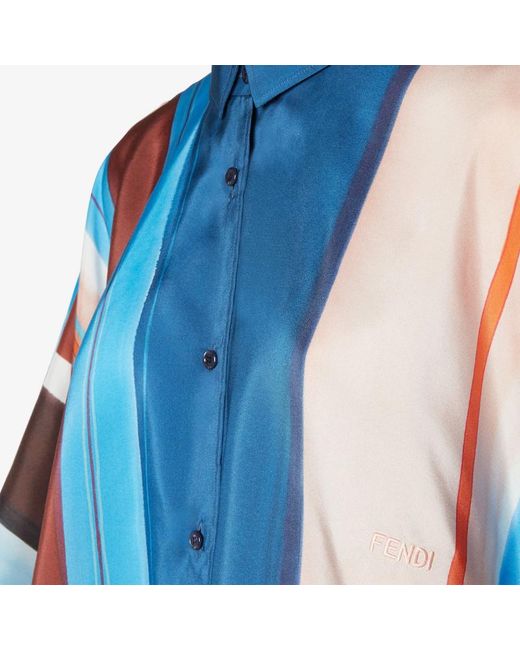Fendi Blue Striped Cropped Shirt