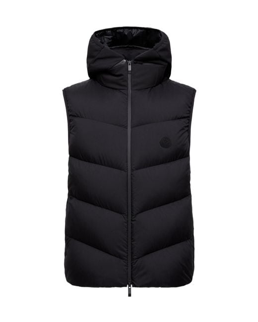 Moncler Black Guersac Diagonal-Quilted Hooded Vest for men