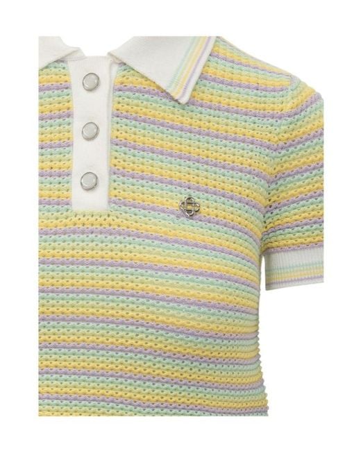 Casablanca Green Bourgeois Stripe Knitted Polo Top