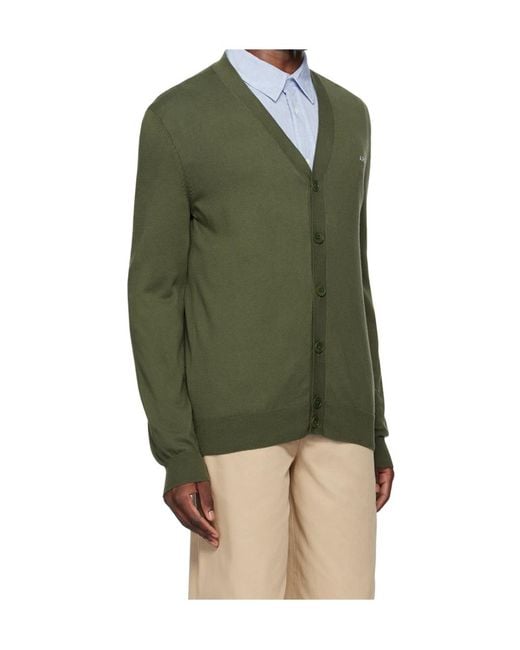 A.P.C. Green Logo Embroidered Cardigan for men