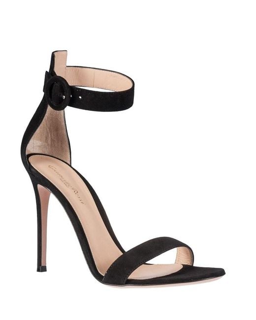 Gianvito Rossi Black Ankle Strap 'Portofino' Sandals