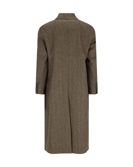 sunflower Brown Herringbone Double-Breasted Coat for men
