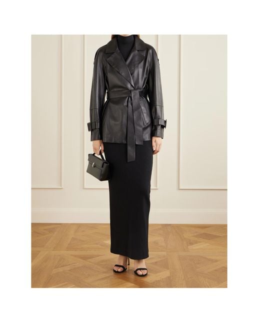 Nour Hammour Black Long-Sleeved Leather Jacket