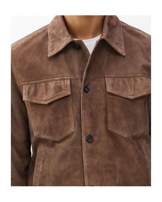 Rag Bone Men's Brown Rb Suede Trucker Jacket