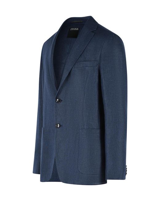 Zegna Blue Single Breasted Tailored Jacket for men