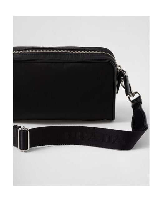 Prada Black Triangle-Logo Zipped Crossbody Bag for men